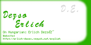 dezso erlich business card